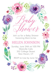 5x7 Greeting Card, Glossy, Blank Envelope with Floral Wreath design