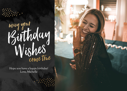 5x7 Greeting Card, Glossy, Blank Envelope with Birthday Glitz Black design