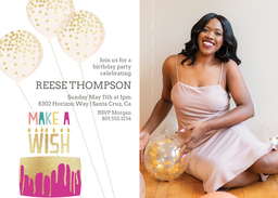 5x7 Greeting Card, Glossy, Blank Envelope with Birthday Wishes Invitation design