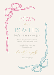 5x7 Greeting Card, Glossy, Blank Envelope with Buttons and Bows Reveal Invitation design