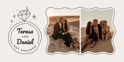 4x8 Greeting Card, Glossy, Blank Envelope with Cocktail and a Kiss Engagement design