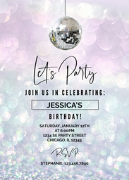 5x7 Greeting Card, Glossy, Blank Envelope with Dance The Night Away Invitaiton design