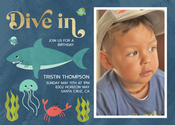 5x7 Greeting Card, Glossy, Blank Envelope with Deep Dive Invitation design