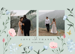 5x7 Greeting Card, Glossy, Blank Envelope with Fairy Garden Thank You design