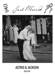 5x7 Greeting Card, Glossy, Blank Envelope with Our Love Story Wedding Announcement design