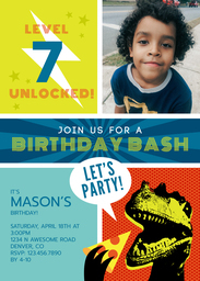 5x7 Greeting Card, Glossy, Blank Envelope with Party On Dude Invitation design