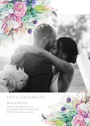 5x7 Greeting Card, Glossy, Blank Envelope with Pastel Protea design