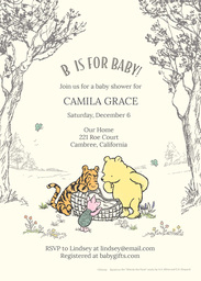 5x7 Greeting Card, Glossy, Blank Envelope with Classic Winnie the Pooh Baby Shower design
