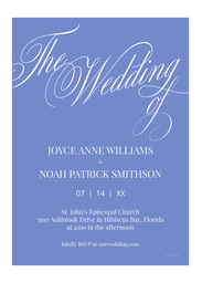 5x7 Greeting Card, Glossy, Blank Envelope with Elegant Blue Calligraphy Invitation design