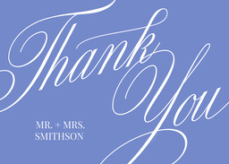 5x7 Greeting Card, Glossy, Blank Envelope with Elegant Blue Calligraphy ThankYou design