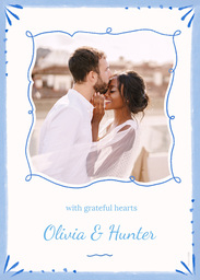 5x7 Greeting Card, Glossy, Blank Envelope with Elegant Doodle Thank You design