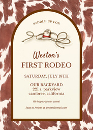 5x7 Greeting Card, Glossy, Blank Envelope with First Rodeo Birthday design