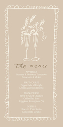 4x8 Greeting Card, Glossy, Blank Envelope with Champagne & Flowers Menu design