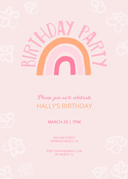 5x7 Greeting Card, Glossy, Blank Envelope with Rainbow Party design