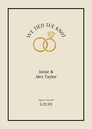 5x7 Greeting Card, Glossy, Blank Envelope with We Tied The Knot Gold design