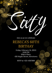 5x7 Greeting Card, Glossy, Blank Envelope with Golden Celebration design