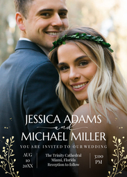 5x7 Greeting Card, Glossy, Blank Envelope with Golden Leaves design