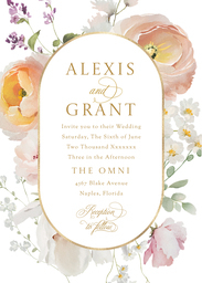 5x7 Greeting Card, Glossy, Blank Envelope with Beautiful Blooms Wedding Invitation design