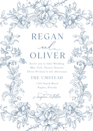 5x7 Greeting Card, Glossy, Blank Envelope with Blooming Wedding Invitation design