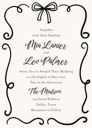 5x7 Greeting Card, Glossy, Blank Envelope with Bow Doodle Wedding Invitation design