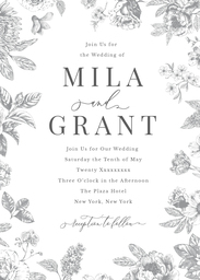 5x7 Greeting Card, Glossy, Blank Envelope with Charcoal Toile Wedding Invitation design