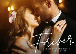 5x7 Greeting Card, Glossy, Blank Envelope with Forever Heart Wedding Announcement design