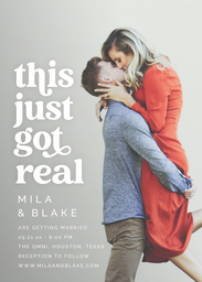 5x7 Greeting Card, Glossy, Blank Envelope with Getting Real Wedding Invitation design