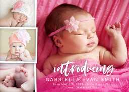 5x7 Greeting Card, Glossy, Blank Envelope with Introducing Painted Script design