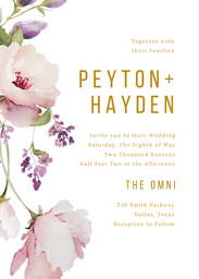 5x7 Greeting Card, Glossy, Blank Envelope with Modern Floral Painted Wedding Invitation design