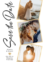 5x7 Greeting Card, Matte, Blank Envelope with Modern Photos Save the Date design