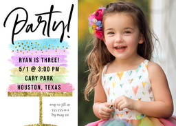 5x7 Greeting Card, Glossy, Blank Envelope with My Birthday Cake design