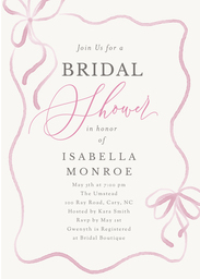 5x7 Cardstock, Blank Envelope with Painted Bow Bridal Shower Invitation design
