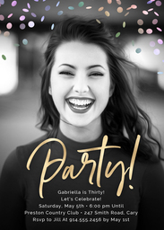 5x7 Greeting Card, Glossy, Blank Envelope with Party Confetti design