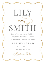 5x7 Greeting Card, Glossy, Blank Envelope with Wavy Wedding Invitation design