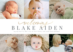 5x7 Greeting Card, Glossy, Blank Envelope with Welcoming Baby design