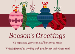 5x7 Greeting Card, Glossy, Blank Envelope with MCM Ornament Greetings design