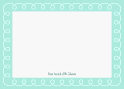 5x7 Greeting Card, Glossy, Blank Envelope with Teal Doodle design