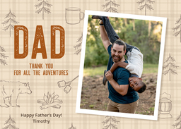 5x7 Greeting Card, Glossy, Blank Envelope with Adventures Dad design