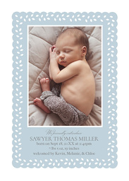 5x7 Greeting Card, Glossy, Blank Envelope with Eyelet Frame Blue design