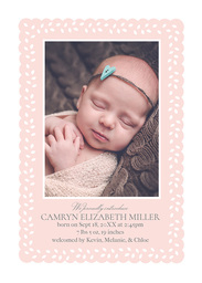 5x7 Greeting Card, Glossy, Blank Envelope with Eyelet Frame Pink design