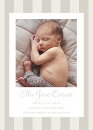 5x7 Greeting Card, Glossy, Blank Envelope with Baby Stripes design