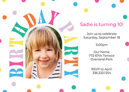 5x7 Greeting Card, Glossy, Blank Envelope with Bright Birthday Confetti design