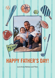 5x7 Greeting Card, Glossy, Blank Envelope with Sports Dad design