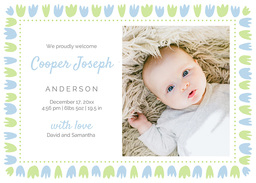 5x7 Greeting Card, Glossy, Blank Envelope with Tulip Border design