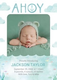 5x7 Greeting Card, Glossy, Blank Envelope with Ahoy design