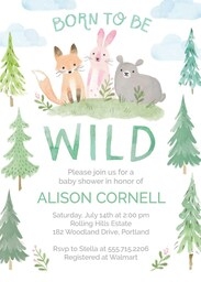 5x7 Greeting Card, Glossy, Blank Envelope with Born Wild design