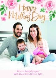 5x7 Cardstock, Blank Envelope with Soft Rose design