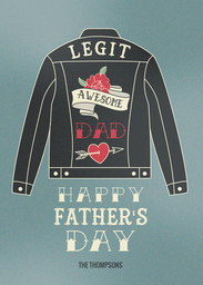 5x7 Greeting Card, Glossy, Blank Envelope with Bad Rad Dad design