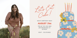 4x8 Greeting Card, Glossy, Blank Envelope with C'est La Cake design