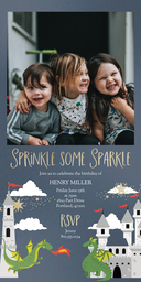 4x8 Greeting Card, Glossy, Blank Envelope with Dragon Joust Castle design